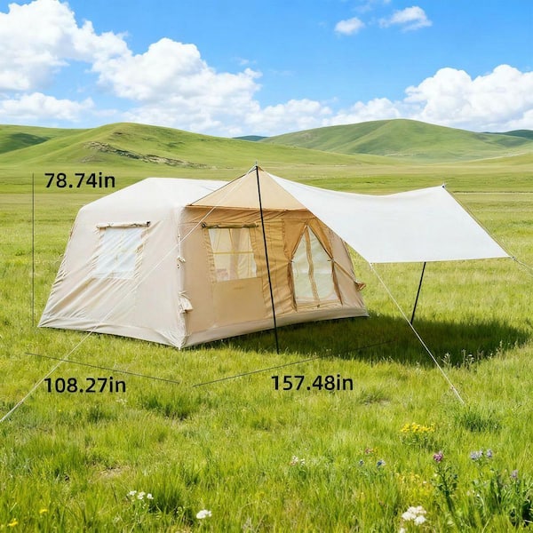 TEINIE 13 ft x 9 ft Beige Inflatable Tents for Camping Blow Up