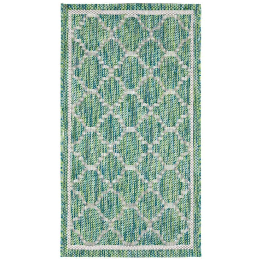 Courtyard Green/Ivory 2 ft. x 4 ft. Border Quatrefoil Indoor/Outdoor Area Rug price history on PriceWatchPro
