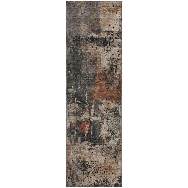 Mayfield Premium Machine Washable Abstract AMF1839 Taupe 2 ft. 3 in. x 7 ft. 6 in. Runner Rug