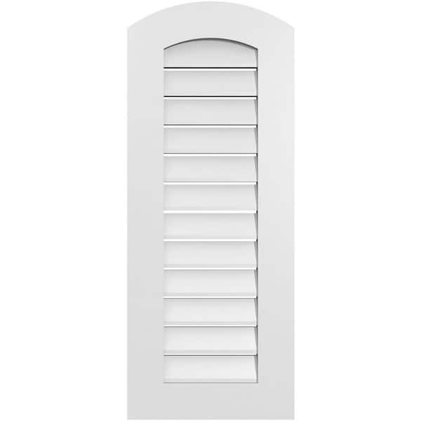 Ekena Millwork 16 in. x 38 in. Arch Top Surface Mount PVC Gable Vent: Decorative with Standard Frame