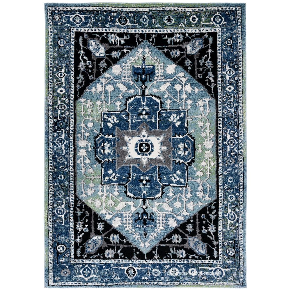 Vintage Hamadan 9 ft. x 12 ft. Blue/Light Green Medallion Ornate Area Rug price history on PriceWatchPro