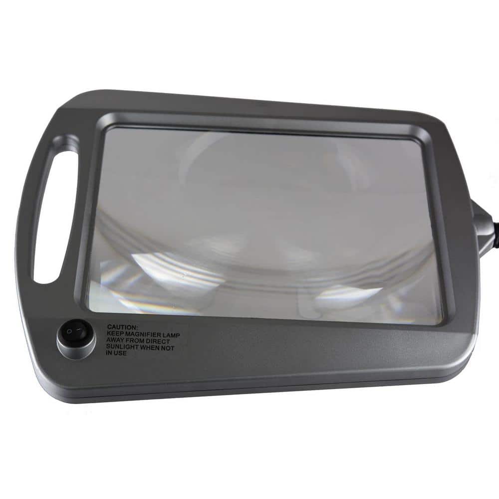 Silver Adjustable LED Floor Lamp with Magnifying Glass