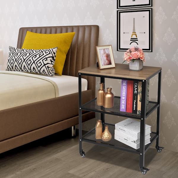 Winado MDF Light Brown Kitchen Utility Table with Metal Frame