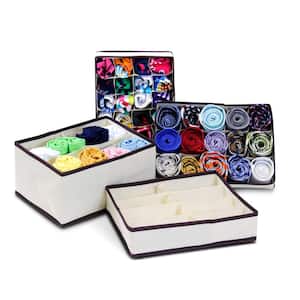 10 in. D x 6 in. H x 13 in. W Ivory Fabric Cube Storage Bin