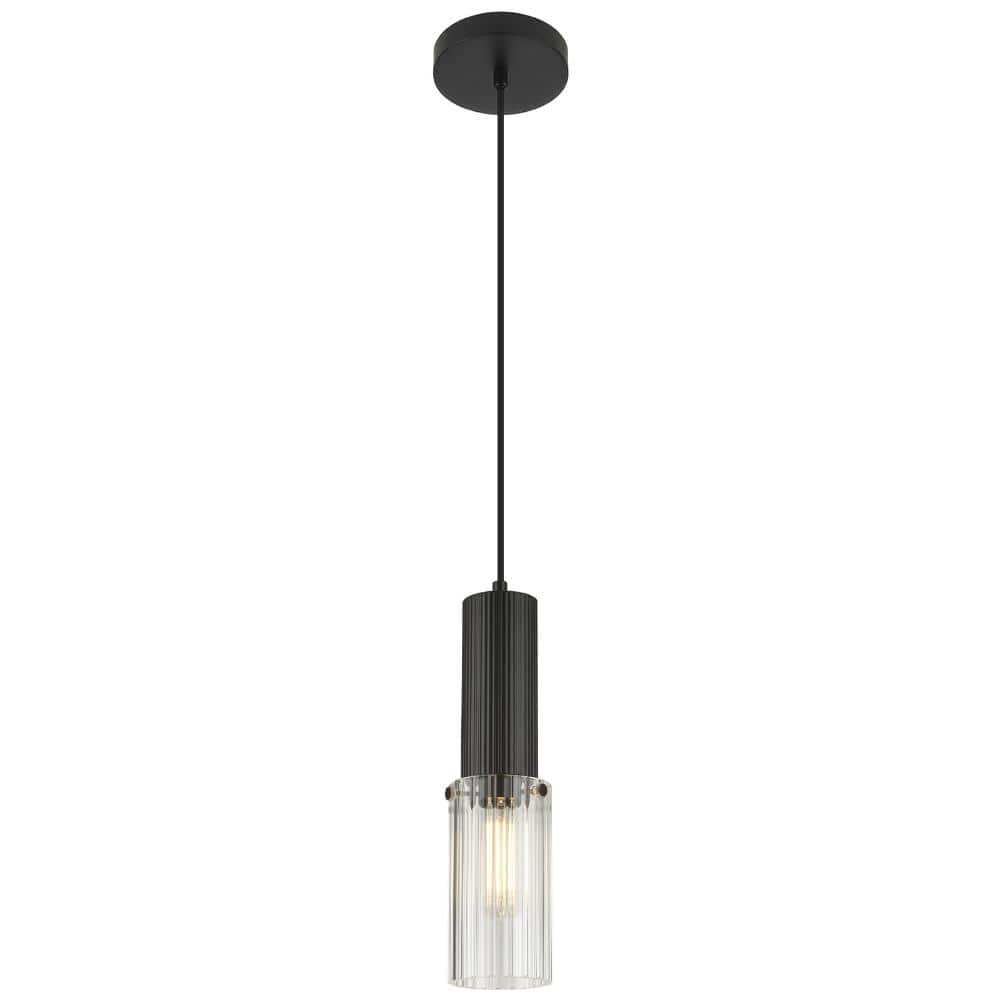 1-Light Dimmable LED Black Kitchen Island Pendant Light with Clear Cylinder Glass Shade, for Living Room, Dining Room price history on PriceWatchPro