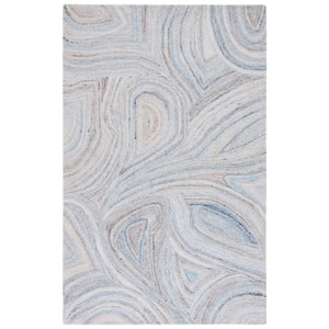 Abstract Beige/Blue Doormat 3 ft. x 5 ft. Abstract Beige/Blue Eclectic Area Rug