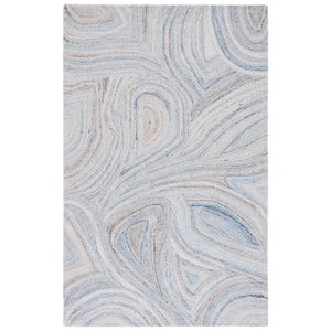 Abstract Beige/Blue 5 ft. x 8 ft. Abstract Beige/Blue Eclectic Area Rug