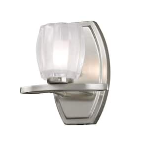 Haan 7 in. 1-Light Brushed Nickel Bath Vanity Light with Matte Opal Glass Shade with No Bulb Included
