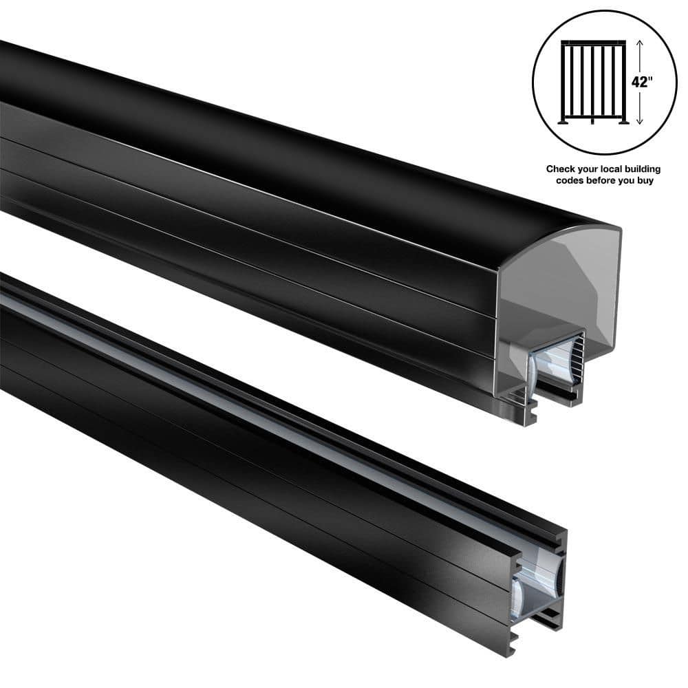 4 ft. Black Aluminum Deck Railing Hand and Base Rail for 42 in. high system price history on PriceWatchPro