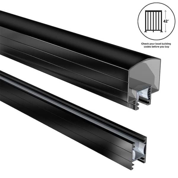 PEAK Aluminum Railing 4 ft. Black Aluminum Deck Railing Hand and Base Rail for 42 in. high system