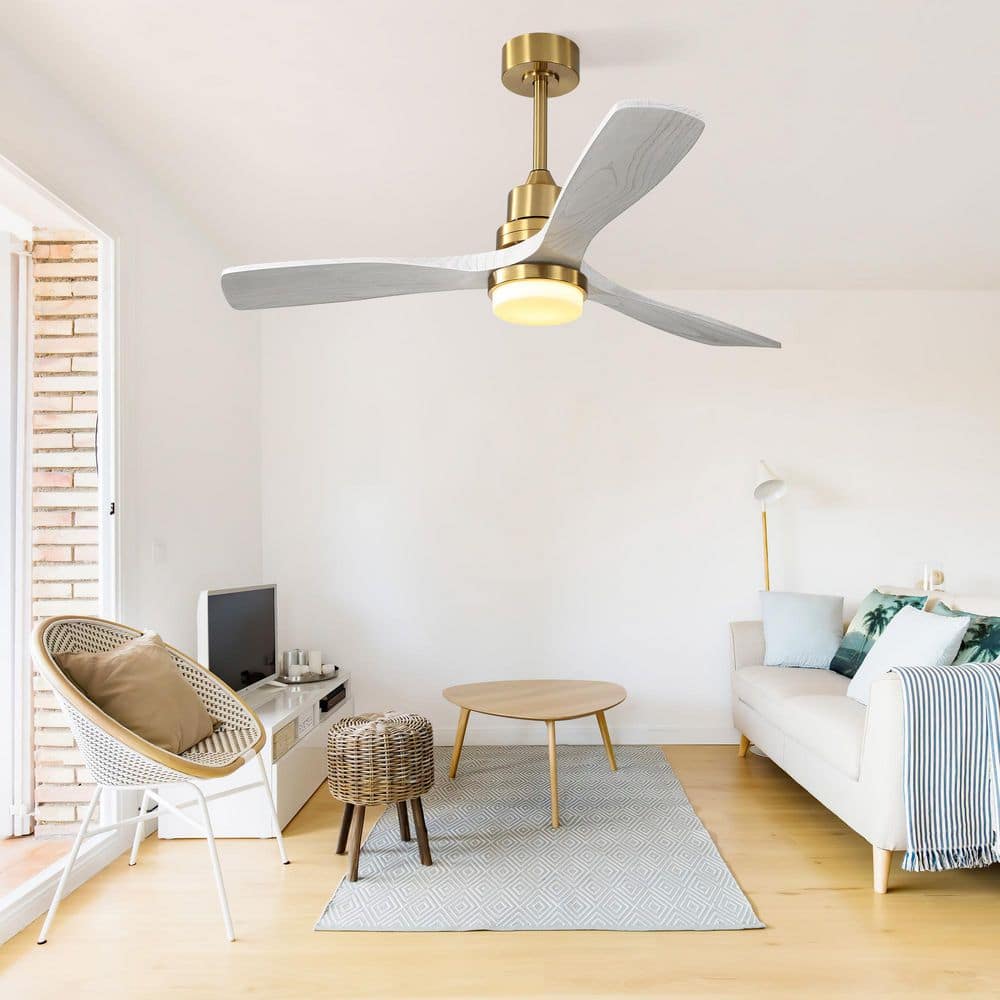 52 in. Smart Indoor Washed Wood Color Blade Standard Ceiling Fan with Dimmable LED Light and 6 Speed Remote price history on PriceWatchPro