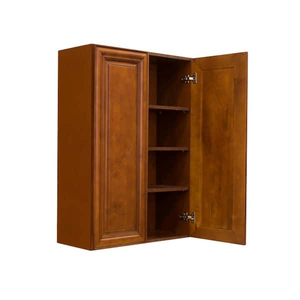 LIFEART CABINETRY Cambridge Assembled 24x42x12 in. Wall Cabinet with 2 Doors 3 Shelves in Chestnut