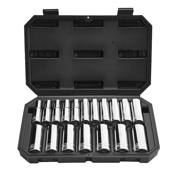 Socket Set, 1/2 in. Drive Socket Tool Set, Mechanic Tool Kit with Storage Case for Repair, 18-Pieces 2025 update