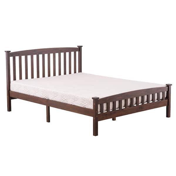 Karl home Vertical Walnut Queen Bed Frame