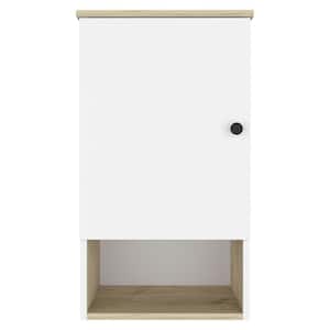 16.2 in. Light Oak and White Rectangle Bathroom Wall Cabinet with 1-Shelf