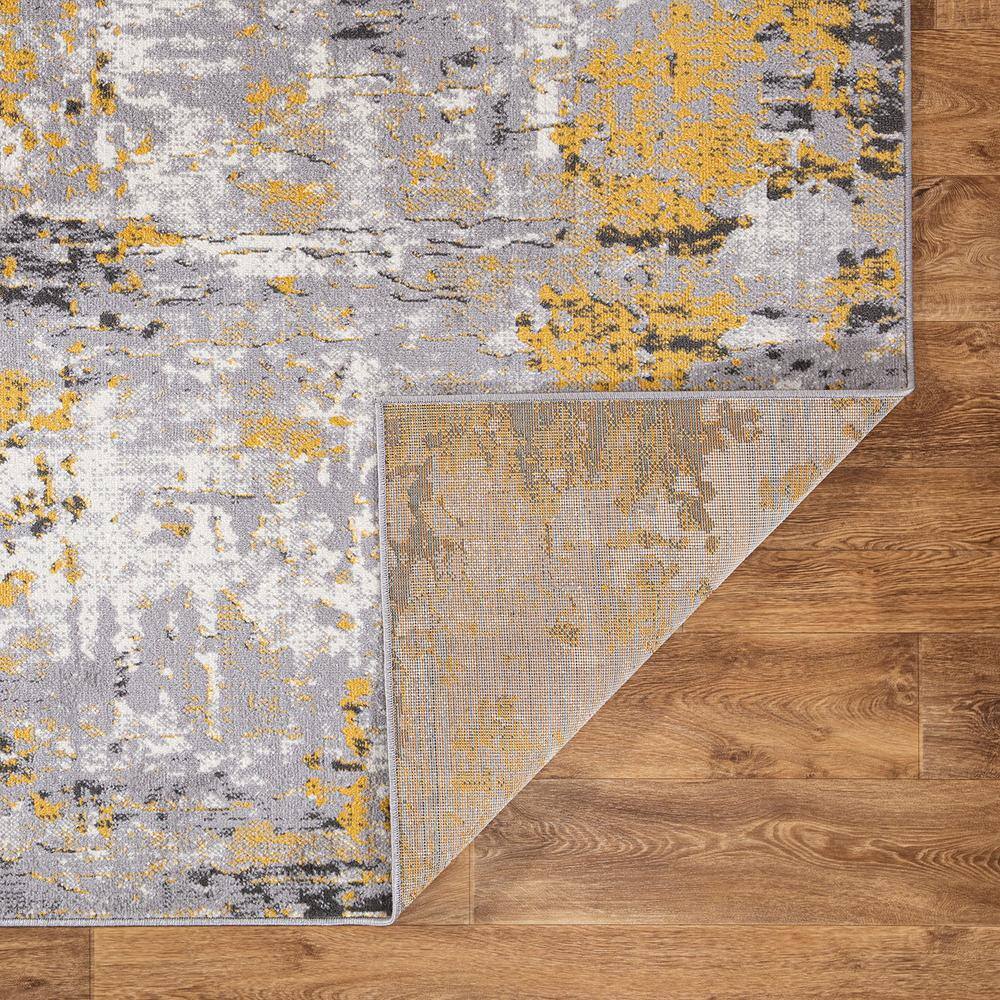 Yellow and Gray Abstract 5' x 7' Synthetic Area Rug