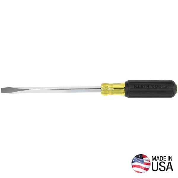 Klein Tools 3/8 in. Keystone-Tip Flat Head Screwdriver with 8 in. Square Shank- Cushion Grip Handle