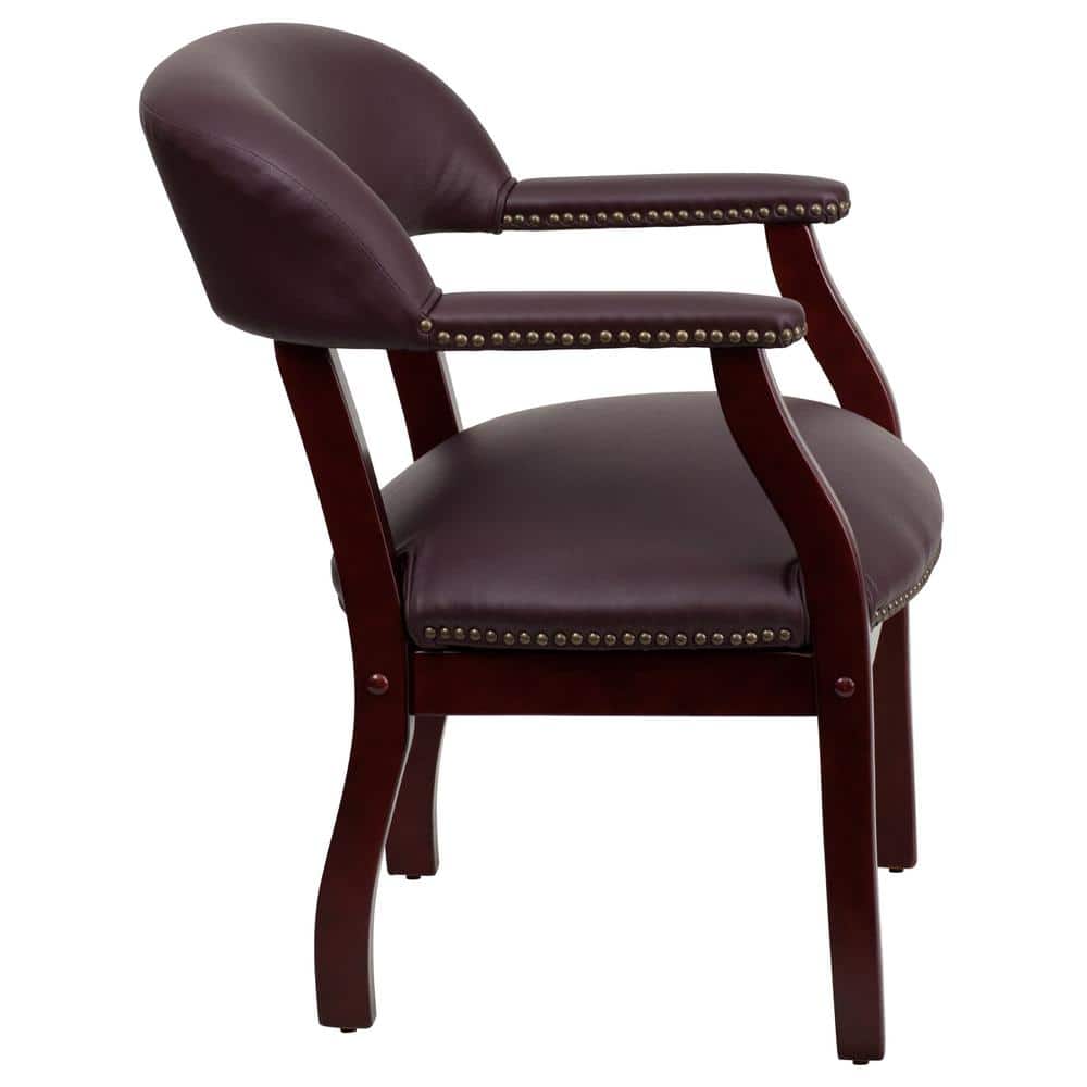 Burgundy LeatherSoft Traditional Office Chair with Brass Nail Trim