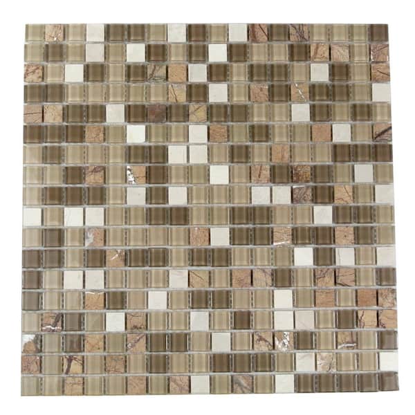 ABOLOS Crystal Stone Amber Grain Square Mosaic 12 in. x 12 in. Glass & Stone Wall & Pool Tile (1 Sq. Ft./Sheet)