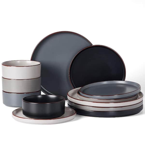 Nebula Ridge 12-Piece Hand-Painted Matte Stoneware Dinnerware Set Multi-Color (Service for 4)