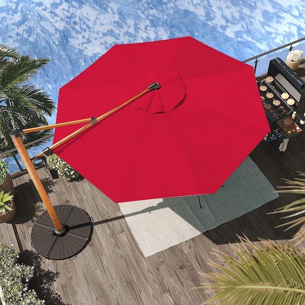10 ft patio umbrella red Upland 10 ft. Patio Umbrella, Aluminum Cantilever Umbrella with Canopy, Red  MXQL-RD
