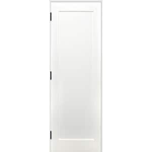 30 in. x 80 in. Shaker Unfinished 1-Panel All Wood Primed Pine Wood Reversible Single Prehung Interior Door