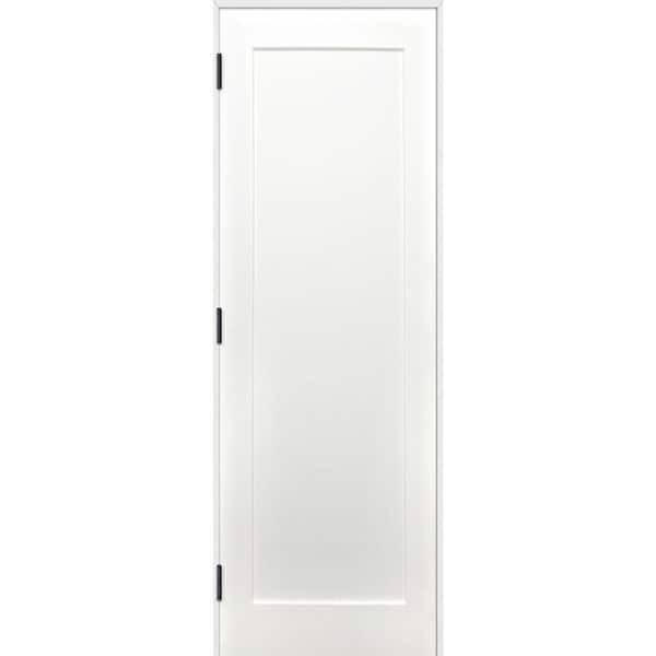 Pacific Entries 30 in. x 80 in. Shaker Unfinished 1-Panel All Wood Primed Pine Wood Reversible Single Prehung Interior Door