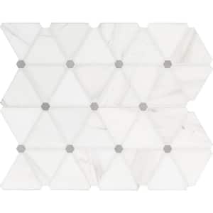 Argent Marble Pinwheel 12 in. x 14 in. Polished Marble Look Floor and Wall Tile (11.6 sq. ft./Case)