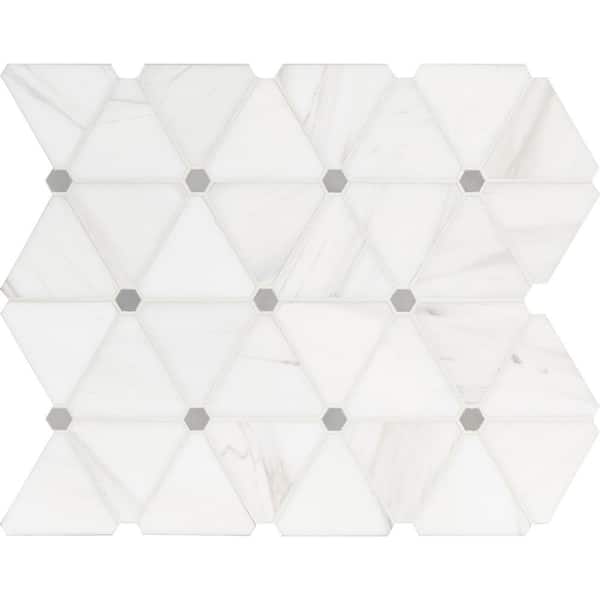 MSI Argent Marble Pinwheel 12 in. x 14 in. Polished Marble Look Floor and Wall Tile (11.6 sq. ft./Case)