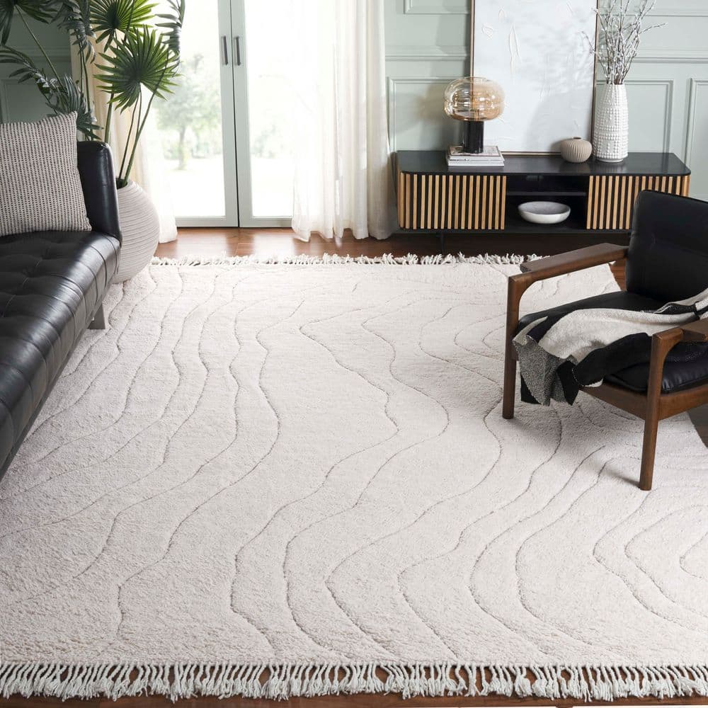 SAFAVIEH Vermont 6 ft. x 9 ft. Ivory Modern Topographic Lines Area