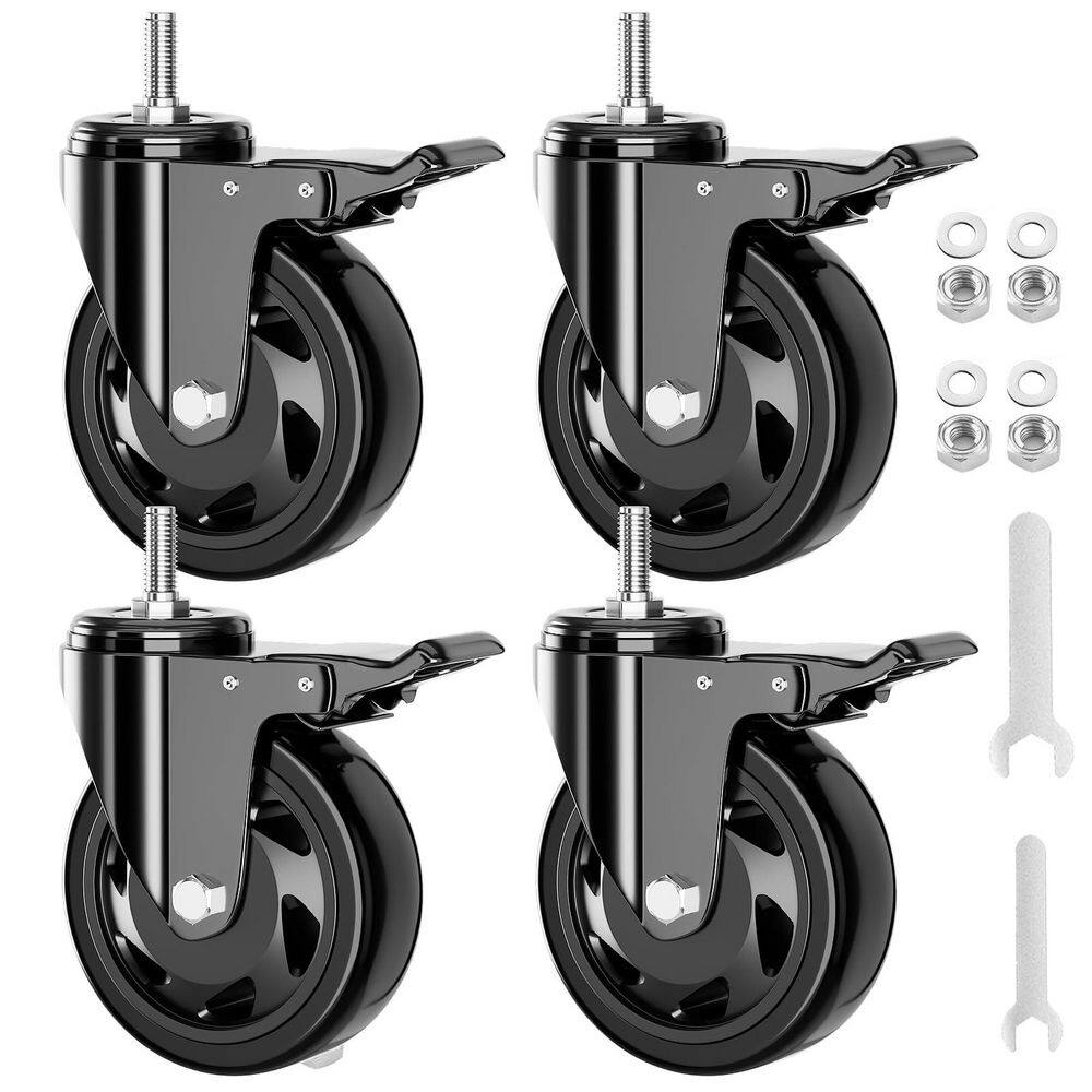 4-Pack Black 3 in. Swivel Caster Wheels Heavy Duty Stem Dual Locking Cart Furniture Hardware Load Capacity 1600 lbs. price history on PriceWatchPro