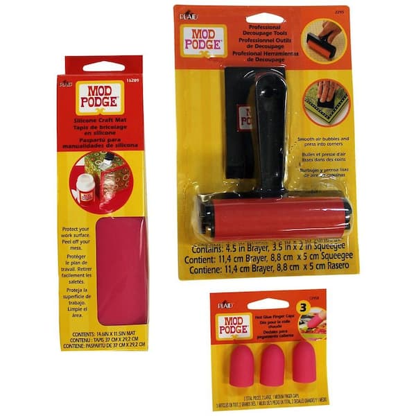 Mod Podge Silicone Craft Mat, Hot Glue Finger Caps and Professional Decoupage Tools Set