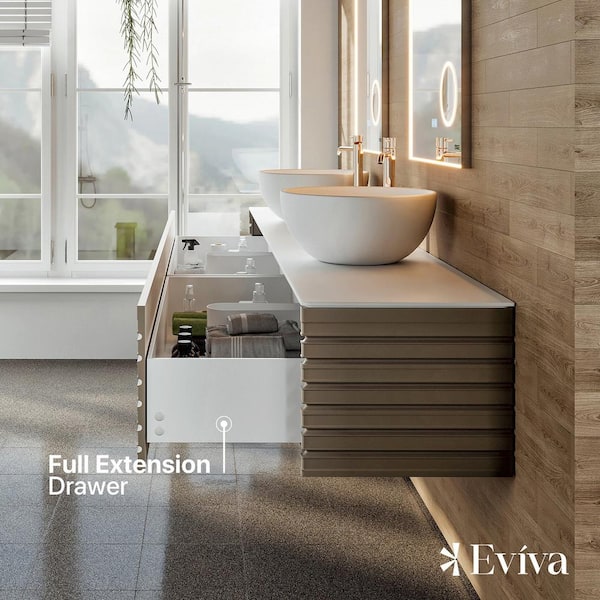 Eviva Dream 78 in. W x 20 in. D x 14 in. H Double Sinks Floating Bath  Vanity in Smog Grey with White Solid Surface Top EVVN124-78CGR - The Home  Depot