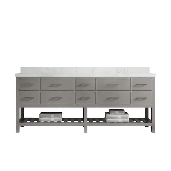 Willow Collections Parker 84 in. Double Sink Freestanding White Bath Vanity with Regular Empira White Qt. Top Unassembled