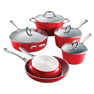 10 Piece Cold Forged Ceramic Cookware Set - Red