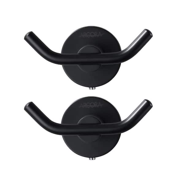 Wall Mounted Bathroom J-Hook Robe/Towel Hook in Matte Black 2-Pack