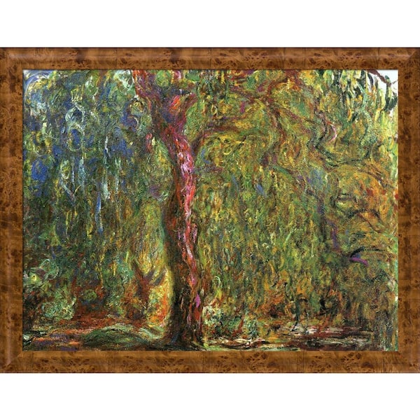 LA PASTICHE Weeping Willow, 1919 by Claude Monet Havana Burl Framed Nature Oil Painting Art Print 41.75 in. x 53.75 in.