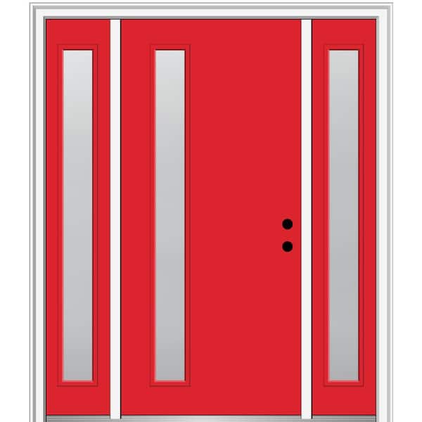 MMI Door 64.5 in. x 81.75 in. Viola Left-Hand Inswing 1-Lite Frosted Painted Fiberglass Smooth Prehung Front Door with Sidelites