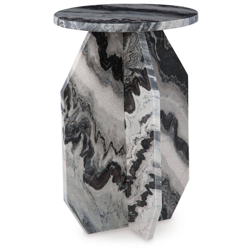 Wrenlane 15 in. Black Round Marble End Table - thumbnail 3