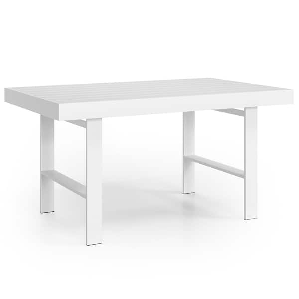 ANGELES HOME Aluminum Outdoor Dining Table Outdoor Coffee Sofa Tables Rectangle in White