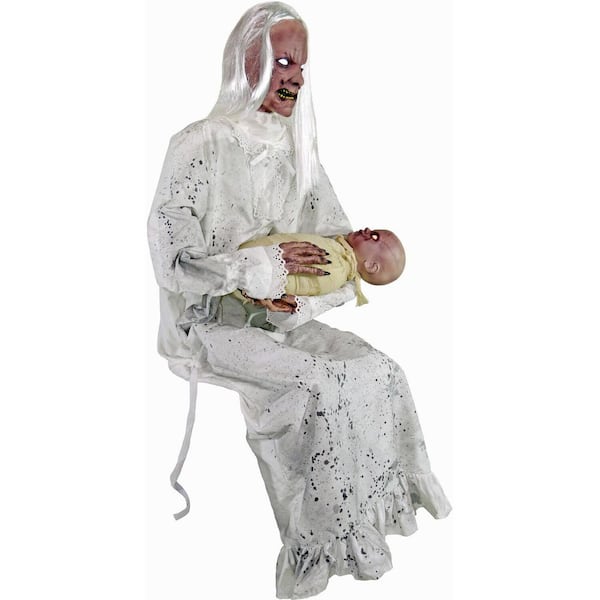 51 in. Life-Size Animatronic Gravely Granny by Tekky Halloween Decoration with Motion-Activated Sounds