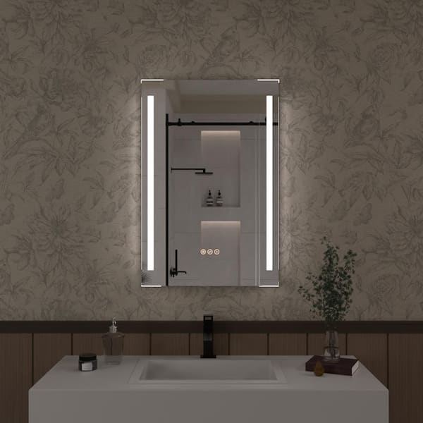 Hermitage Bath Spring 20 in. W x 30 in. H Rectangular Frameless LED Wall Bathroom Vanity Mirror
