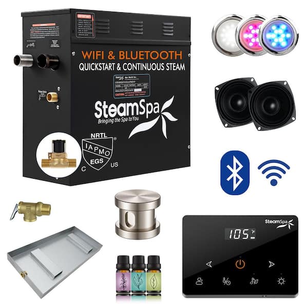 Black Series 9000-Watt Steam Generator with Fully Wireless Remote, Bluetooth, WiFi and Auto Drain in Brushed Nickel