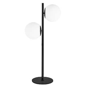 Folgar 22 in. Matte Black Contemporary Table Lamp with Opal White Shade