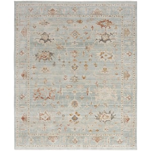 Oases Light Blue 9 ft. x 11 ft. Distressed Traditional Area Rug