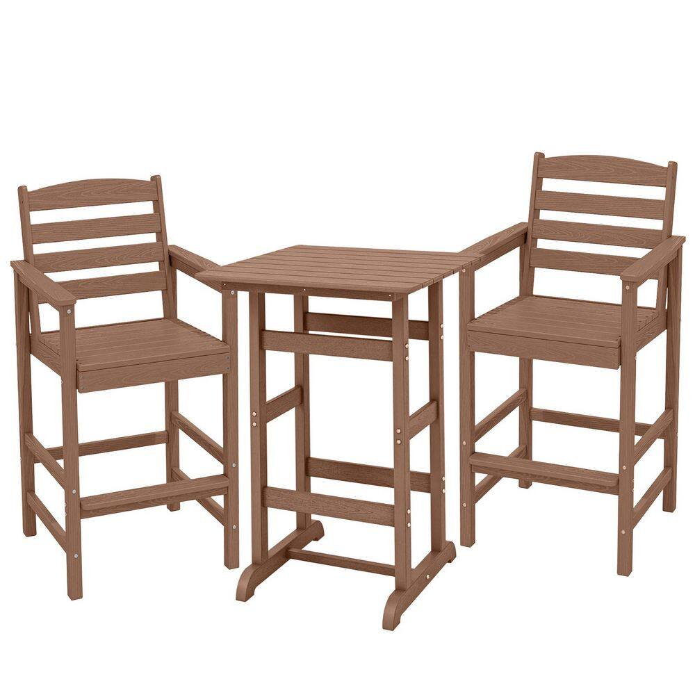 3-Piece HDPE Outdoor Patio Bar Set, Oversize Tall Adirondack Bar Chair and Table Set, Teak price history on PriceWatchPro