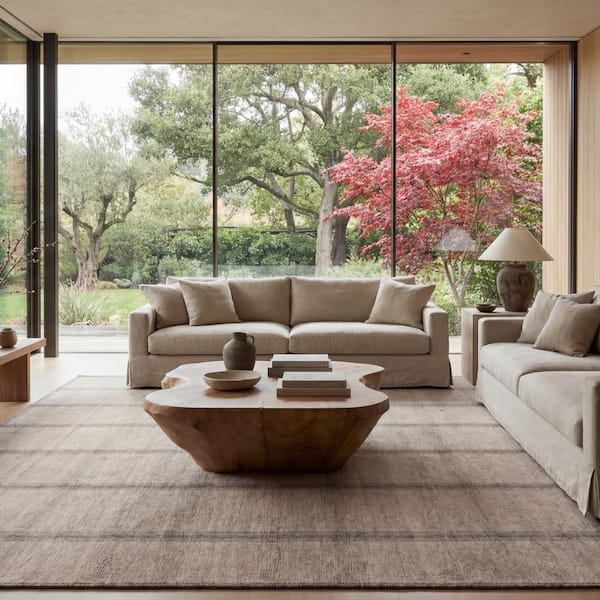 Arvella Striped Washable Area Tan 8 ft. x 10 ft. Indoor Area Rug
