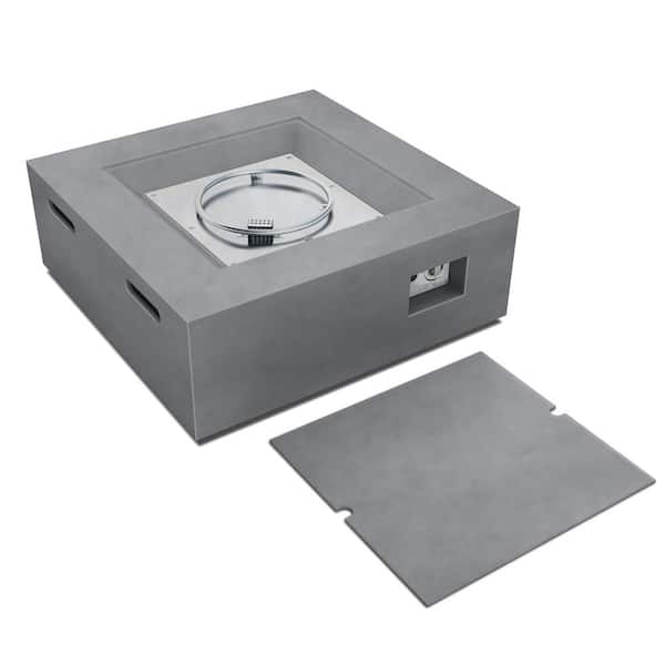 KANTE 34.8 in. W Square Eco-Friendly Concrete/Metal Outdoor Propane Gas, Smokeless Fire Pit Table w/ Weather Resistant Cover