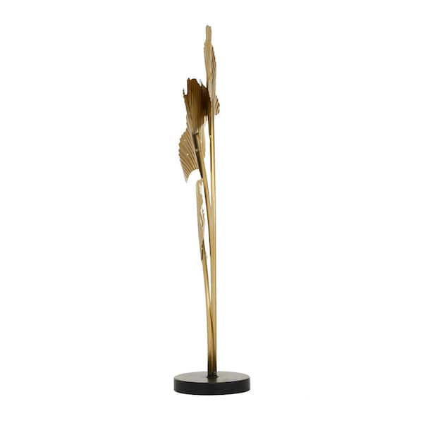 Litton Lane 5 in. x 24 in. White Metal Leaf Sculpture