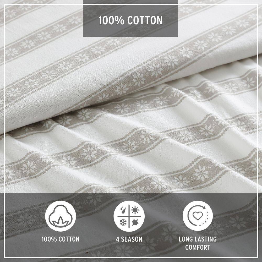 Gray Plaid Cotton Flannel Twin Sheet Set with Deep Pockets